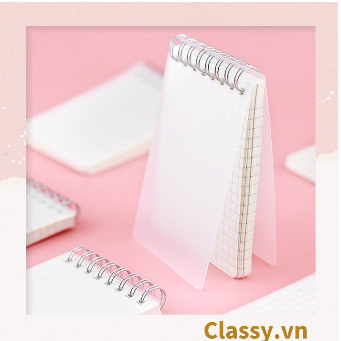 Sổ Grid kích thước a5 hoặc a6 bìa trong suốt Classy basic dùng để ghi chú, to-do list tiện lợi PK1725