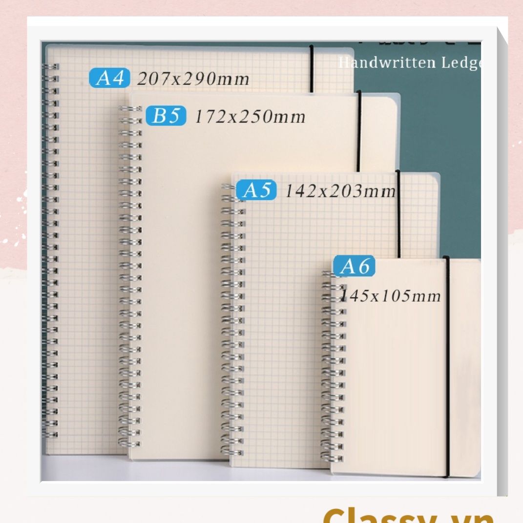  Sổ Grid kích thước a5 hoặc a6 bìa trong suốt Classy basic dùng để ghi chú, to-do list tiện lợi PK1725 
