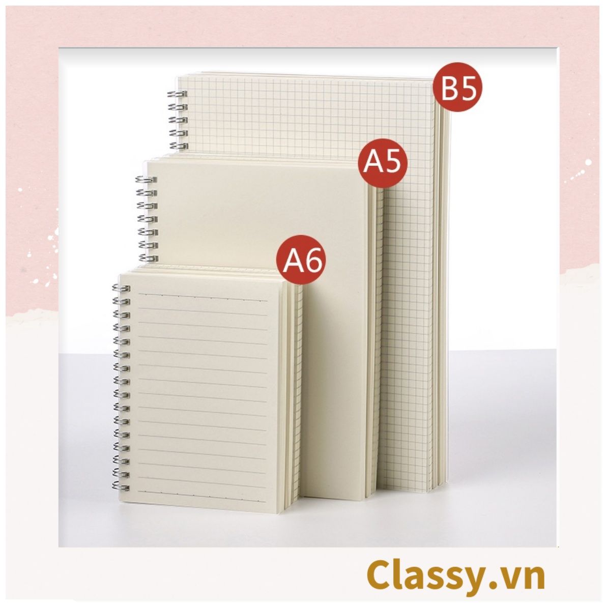 Sổ Grid kích thước a5 hoặc a6 bìa trong suốt Classy basic dùng để ghi chú, to-do list tiện lợi PK1725