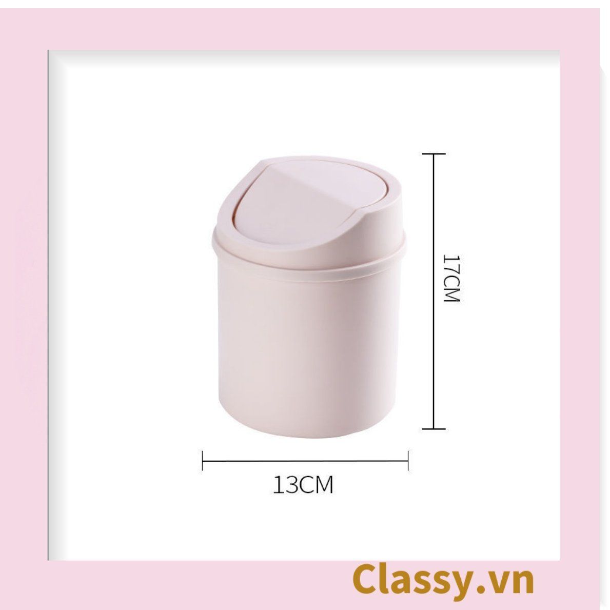(THÙNG TRƠN) Thùng rác mini, hộp đựng nhỏ hình chiếc xô để bàn học bàn làm việc có nắp đậy tiện lợi PK1732