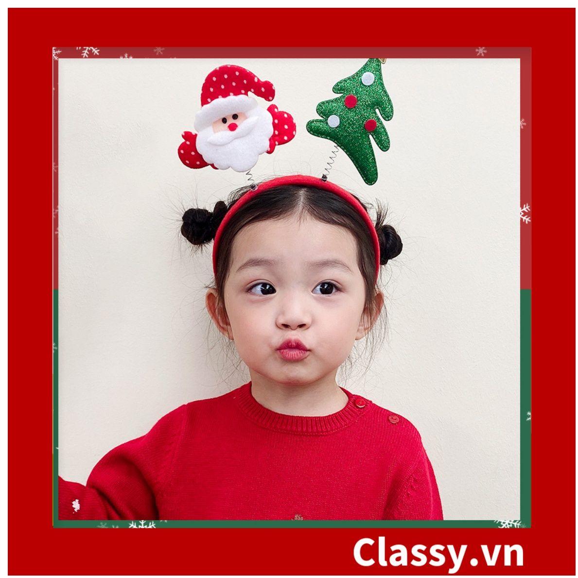 Băng đô cài tóc bọc len Giáng sinh hình ông già Noel PK1733