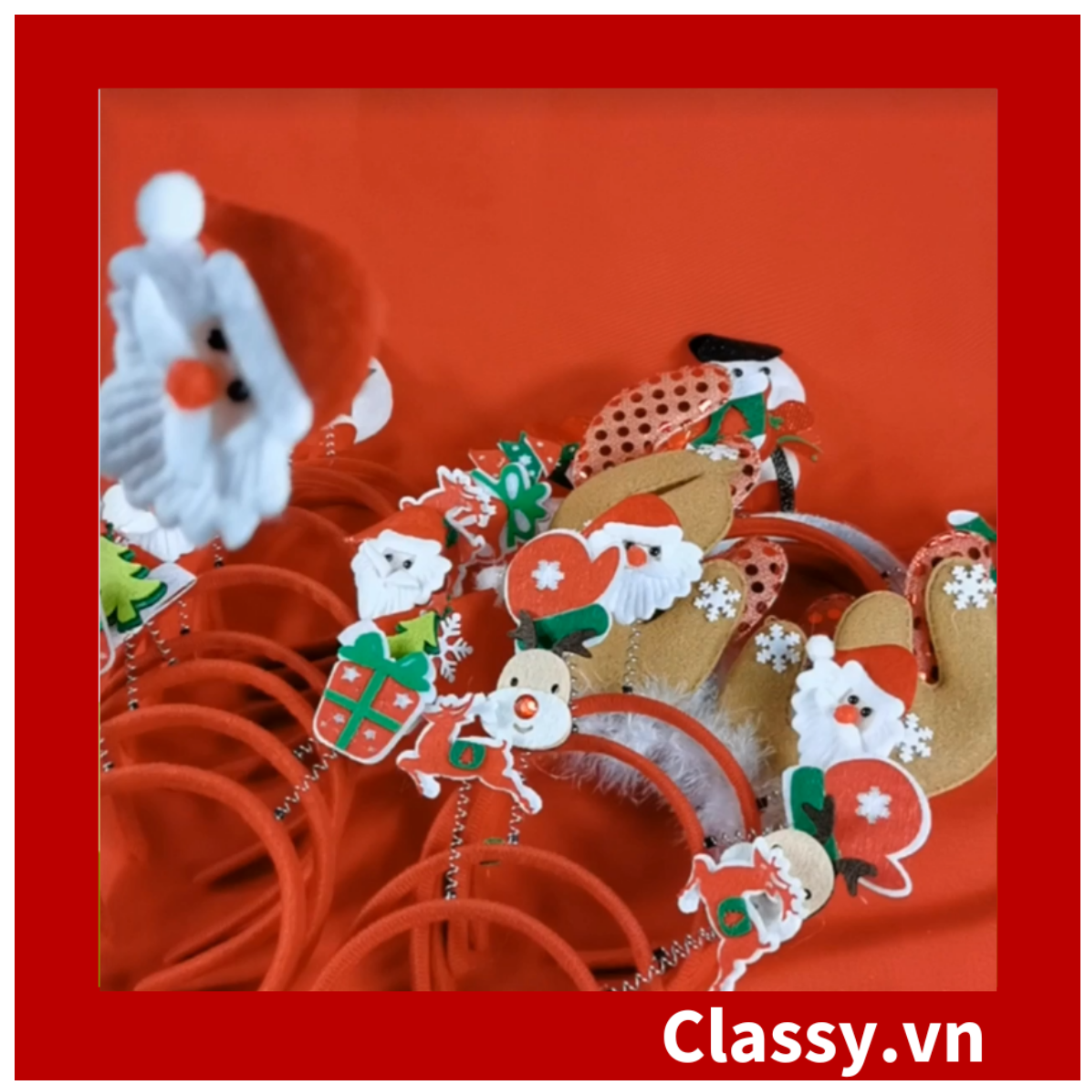 Băng đô cài tóc bọc len Giáng sinh hình ông già Noel PK1733