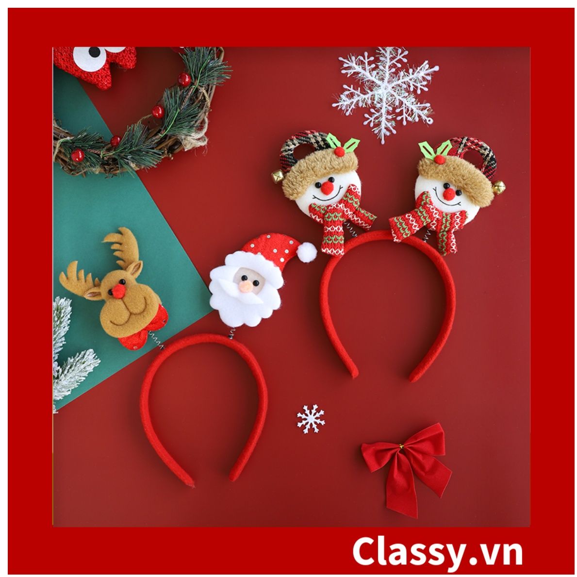 Băng đô cài tóc bọc len Giáng sinh hình ông già Noel PK1733