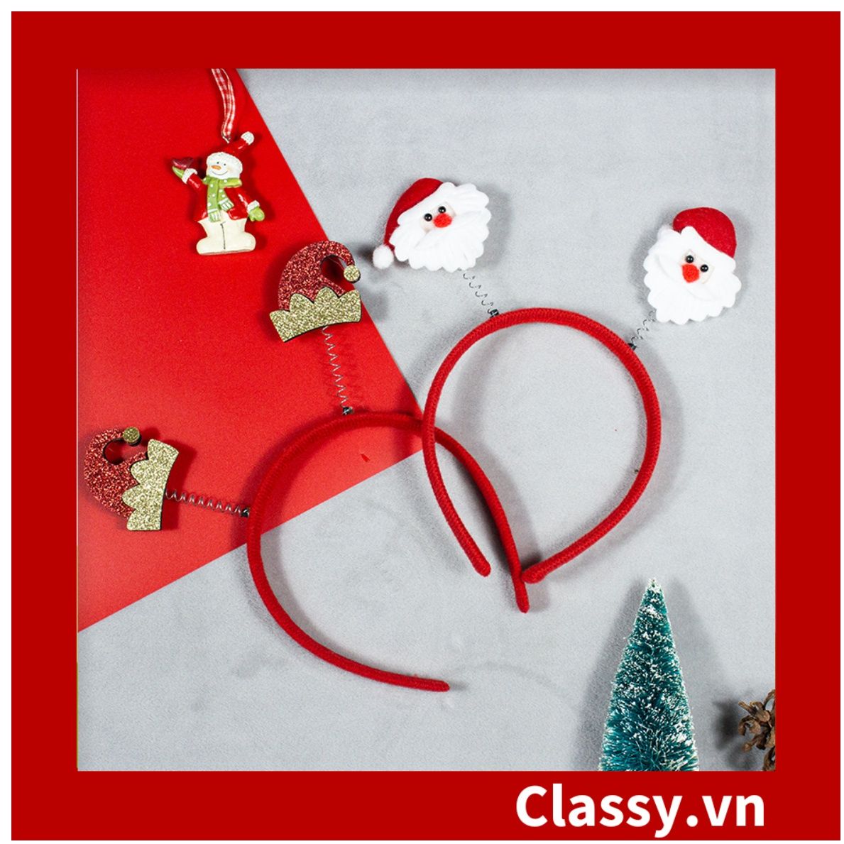 Băng đô cài tóc bọc len Giáng sinh hình ông già Noel PK1733