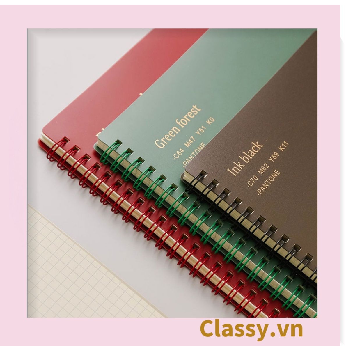 Sổ Kẻ ngang 80 trang bìa mờ kích thước A5 (20.8 X 14.4 CM) kiểu dáng Retro, Phong cách tối giản Classy Basic dùng để ghi chú, học tập, làm việc PK1735