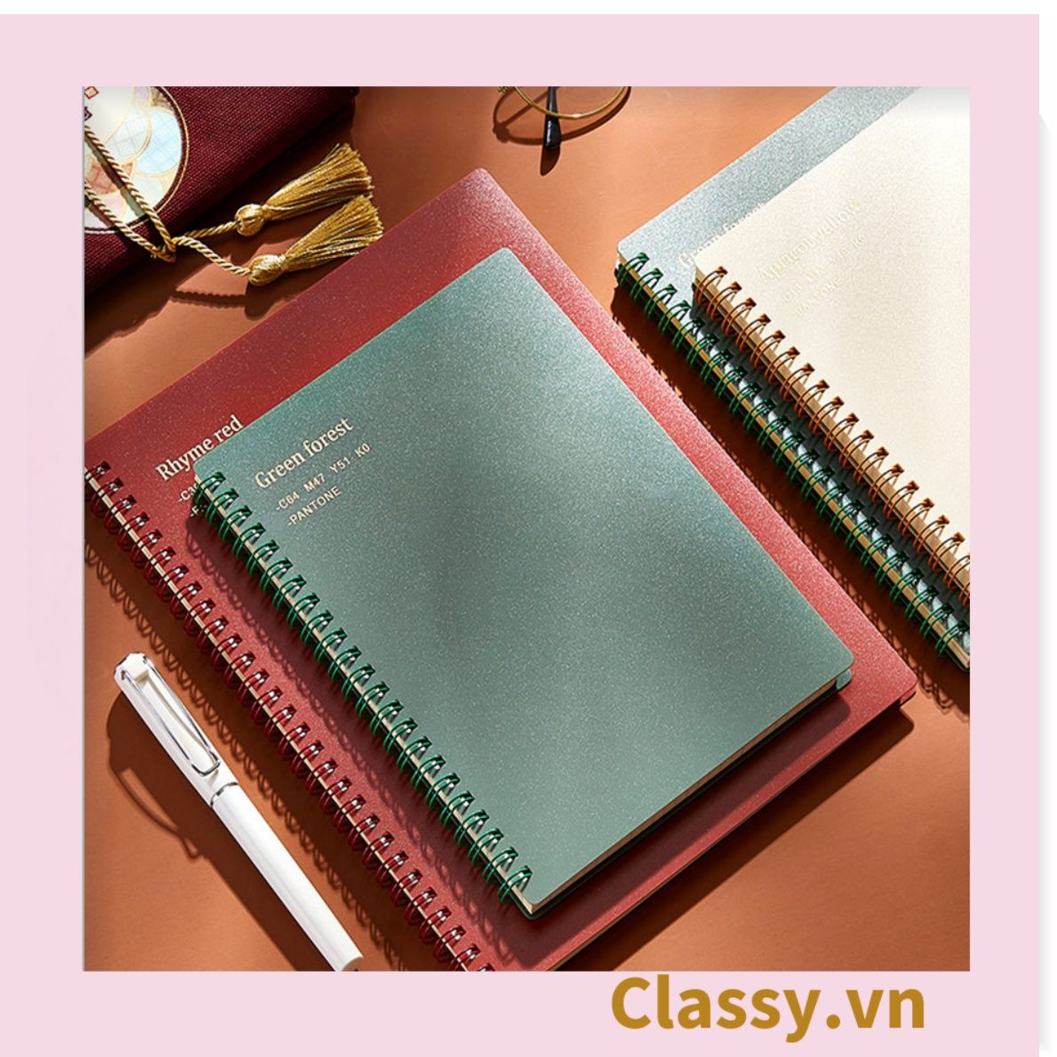 Sổ Kẻ ngang 80 trang bìa mờ kích thước A5 (20.8 X 14.4 CM) kiểu dáng Retro, Phong cách tối giản Classy Basic dùng để ghi chú, học tập, làm việc PK1735