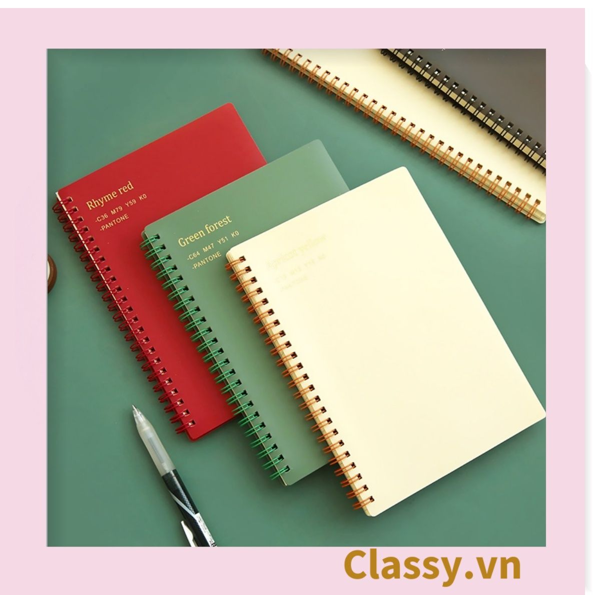 Sổ Kẻ ngang 80 trang bìa mờ kích thước A5 (20.8 X 14.4 CM) kiểu dáng Retro, Phong cách tối giản Classy Basic dùng để ghi chú, học tập, làm việc PK1735
