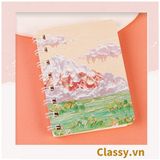  Sổ tay lò xo ghi chép A5 gáy xoắn 120 trang Classy- Giấy kẻ ngang chống lóa mắt Tập Vở Học Sinh Ghi Bài Takenote Planner họa tiết tranh sơn dầu PK1738 