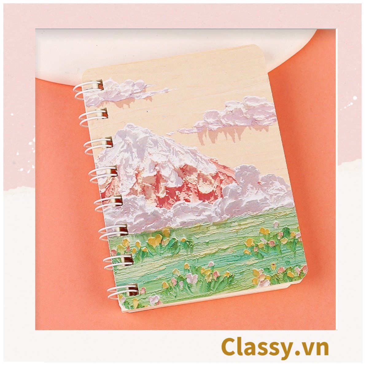Sổ tay lò xo ghi chép A5 gáy xoắn 120 trang Classy- Giấy kẻ ngang chống lóa mắt Tập Vở Học Sinh Ghi Bài Takenote Planner họa tiết tranh sơn dầu PK1738