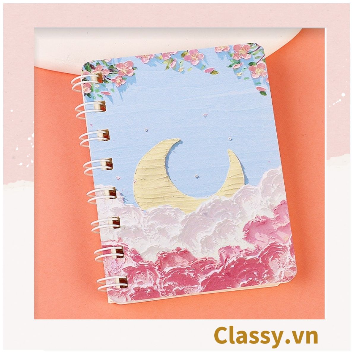 Sổ tay lò xo ghi chép A5 gáy xoắn 120 trang Classy- Giấy kẻ ngang chống lóa mắt Tập Vở Học Sinh Ghi Bài Takenote Planner họa tiết tranh sơn dầu PK1738