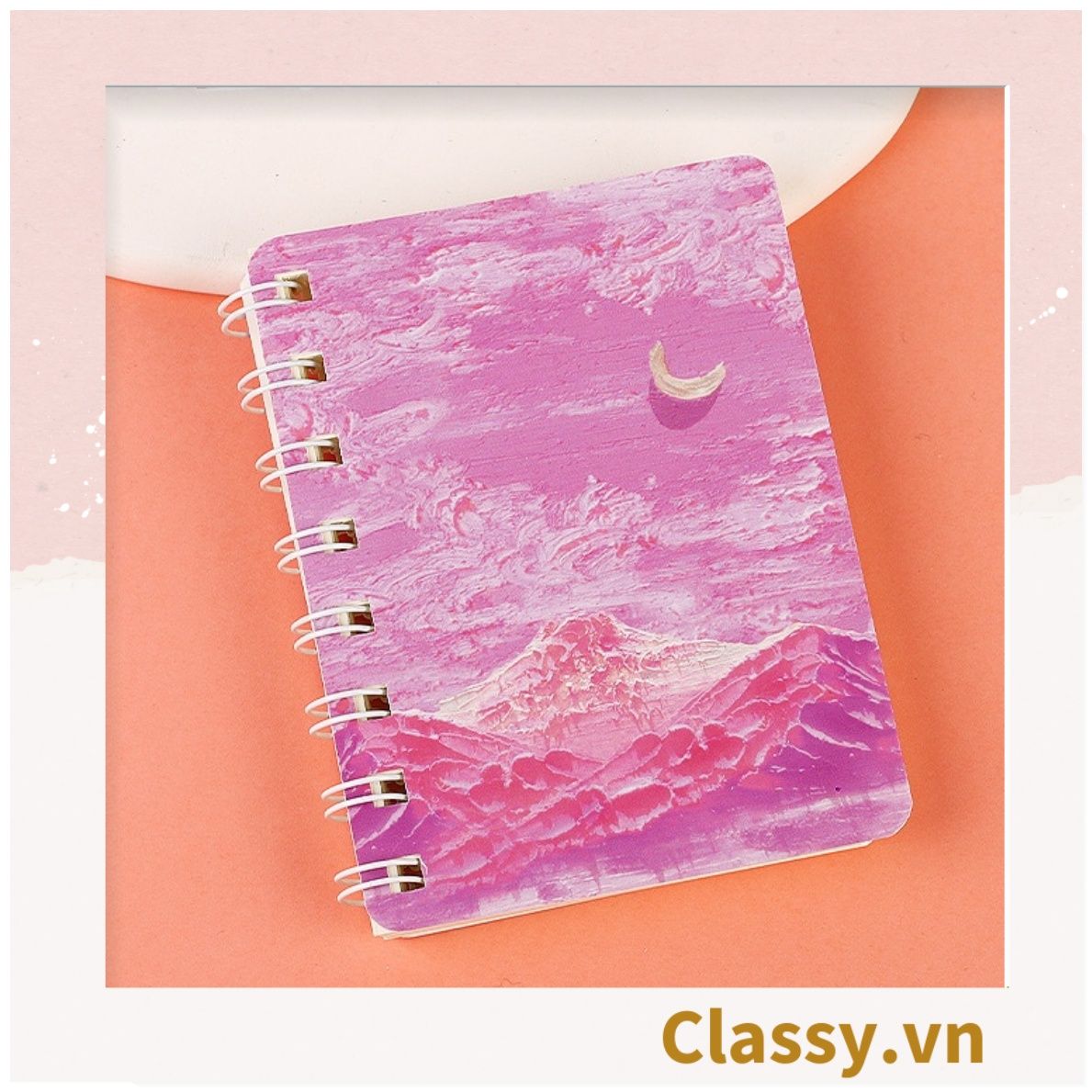 Sổ tay lò xo ghi chép A5 gáy xoắn 120 trang Classy- Giấy kẻ ngang chống lóa mắt Tập Vở Học Sinh Ghi Bài Takenote Planner họa tiết tranh sơn dầu PK1738