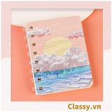  Sổ tay lò xo ghi chép A5 gáy xoắn 120 trang Classy- Giấy kẻ ngang chống lóa mắt Tập Vở Học Sinh Ghi Bài Takenote Planner họa tiết tranh sơn dầu PK1738 