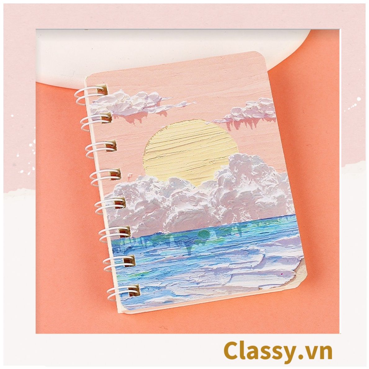 Sổ tay lò xo ghi chép A5 gáy xoắn 120 trang Classy- Giấy kẻ ngang chống lóa mắt Tập Vở Học Sinh Ghi Bài Takenote Planner họa tiết tranh sơn dầu PK1738