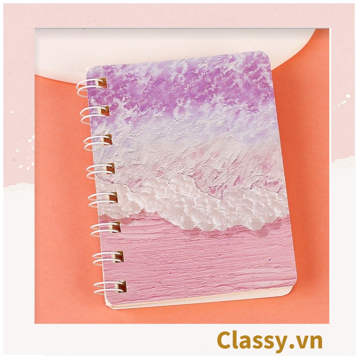 Sổ tay lò xo ghi chép A5 gáy xoắn 120 trang Classy- Giấy kẻ ngang chống lóa mắt Tập Vở Học Sinh Ghi Bài Takenote Planner họa tiết tranh sơn dầu PK1738