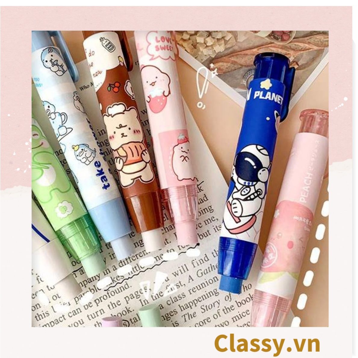Set Bút Bấm Tẩy Bút Chì Kèm 2 Cục Tẩy Thay Thế Tiện Dụng không bẩn tay dành cho văn phòng, công sở PK1740
