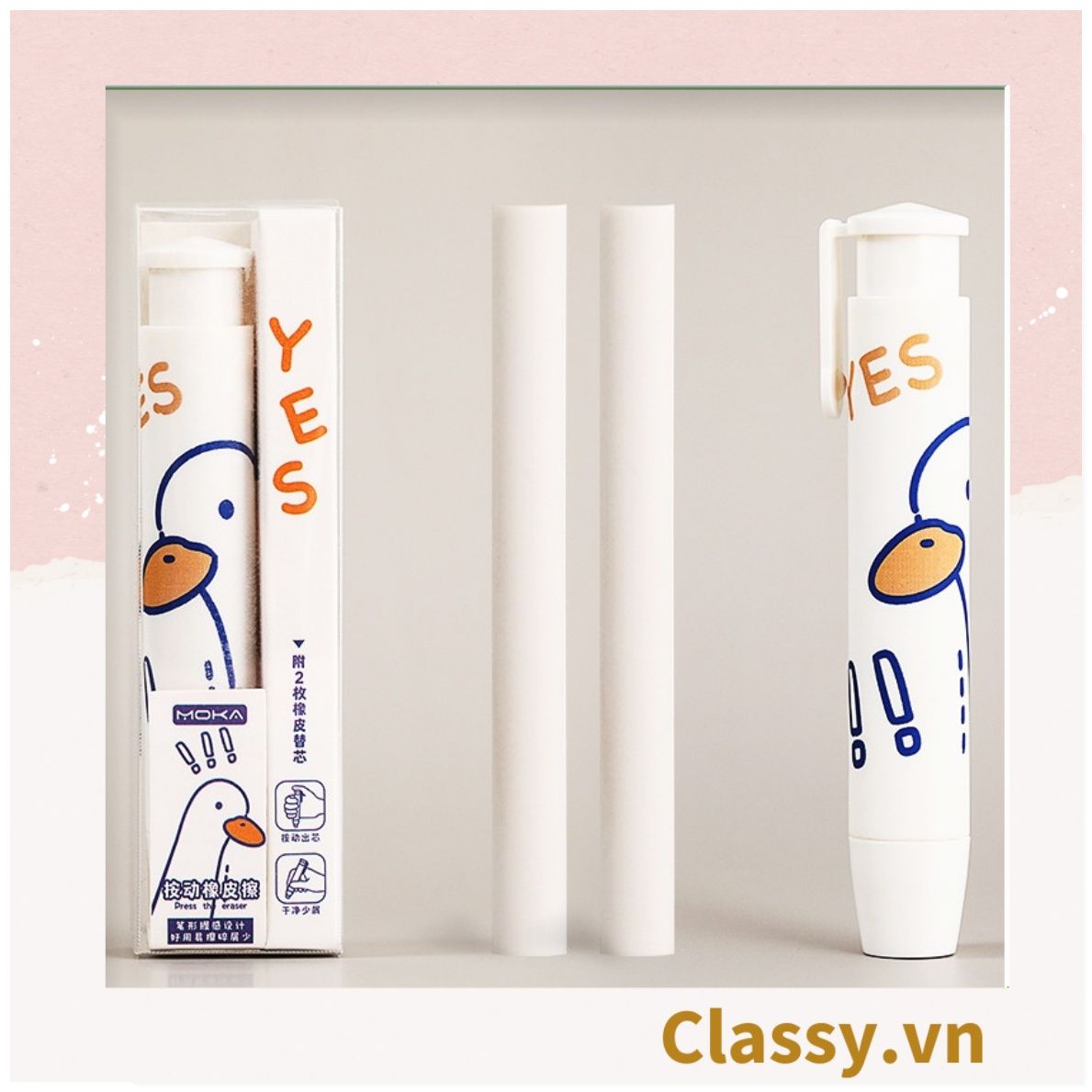 Set Bút Bấm Tẩy Bút Chì Kèm 2 Cục Tẩy Thay Thế Tiện Dụng không bẩn tay dành cho văn phòng, công sở PK1740