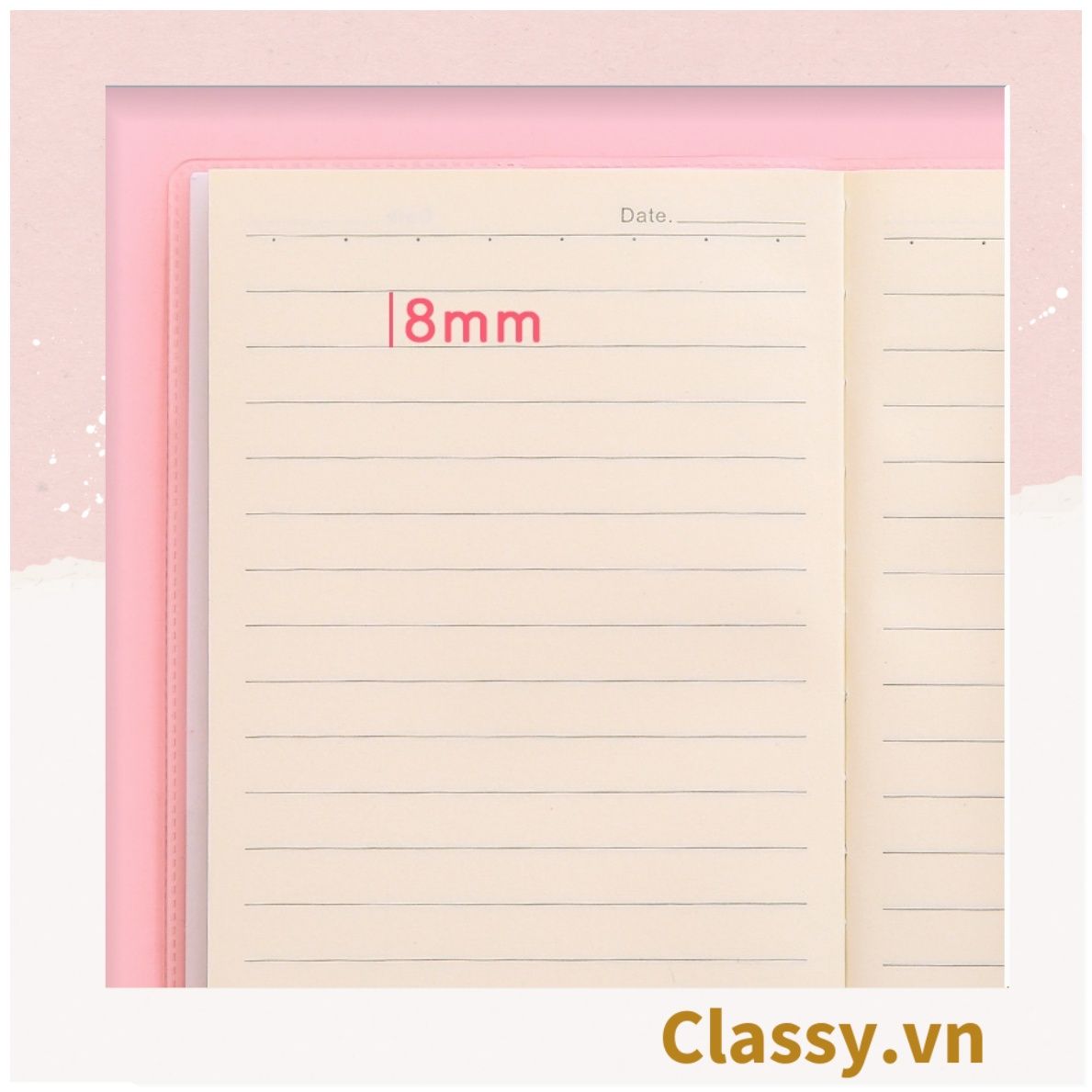 Sổ tay ghi chép A6 60 trang bìa trong suốt Classy- Giấy kẻ ngang chống lóa mắt họa tiết hoa vintage PK1744