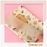  Sổ tay ghi chép A6  60 trang bìa trong suốt Classy- Giấy kẻ ngang chống lóa mắt họa tiết hoa vintage PK1744 