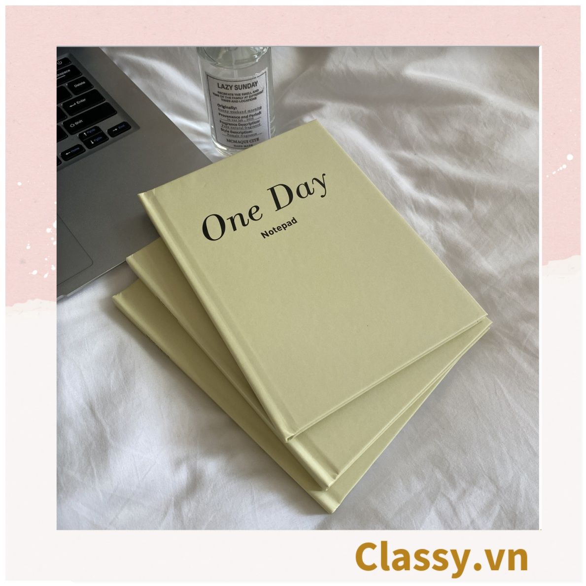  Sổ dán gáy bìa cứng - Classy Notebook ghi chép A5  100 trang bìa tối giản- Giấy kẻ ngang chống lóa mắt in chữ PK1747 