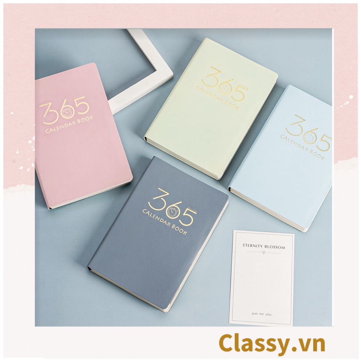 Sổ bìa da - Classy Notebook ghi chép A5 lập kế hoạch theo tuần, tháng năm ghi chữ 365 MAKE MY DAY - 128 trang bìa tối giản- PK1749