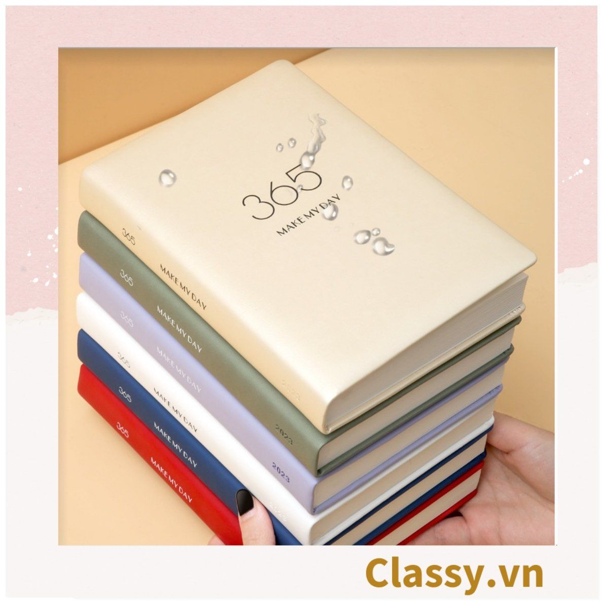  Sổ bìa da - Classy Notebook ghi chép A5 lập kế hoạch theo tuần, tháng năm ghi chữ 365 MAKE MY DAY - 128 trang bìa tối giản- PK1749 