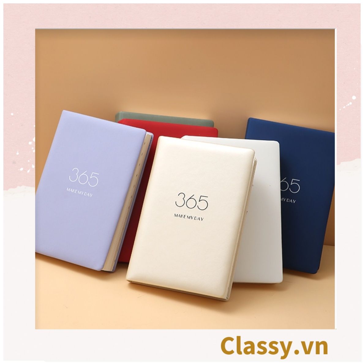 Sổ bìa da - Classy Notebook ghi chép A5 lập kế hoạch theo tuần, tháng năm ghi chữ 365 MAKE MY DAY - 128 trang bìa tối giản- PK1749