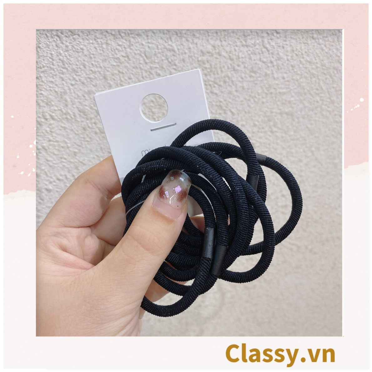 Combo 10 dây cột tóc cao cấp siêu bền Classy, phong cách tối giản màu sắc tông đen và tông be PK1755