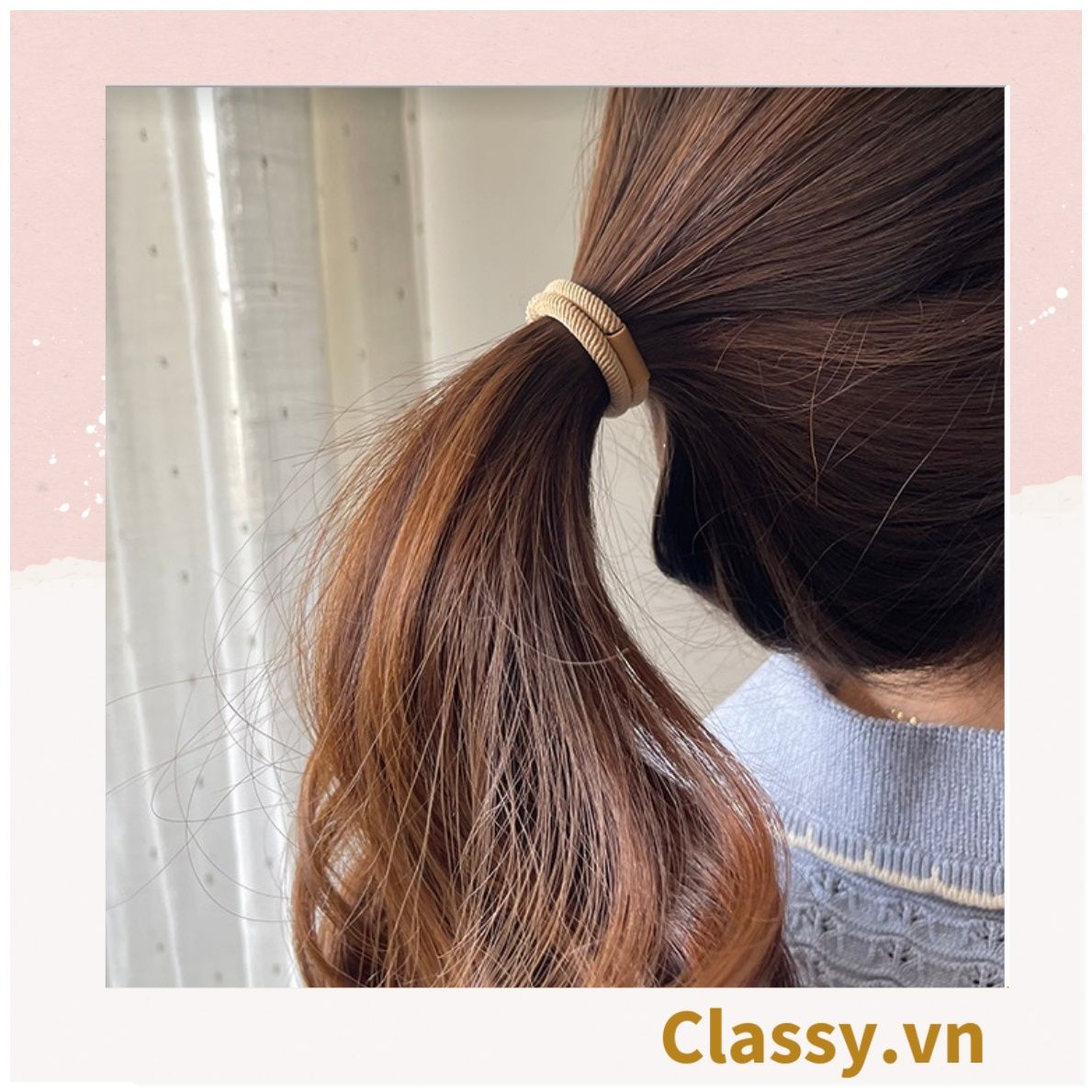 Combo 10 dây cột tóc cao cấp siêu bền Classy, phong cách tối giản màu sắc tông đen và tông be PK1755