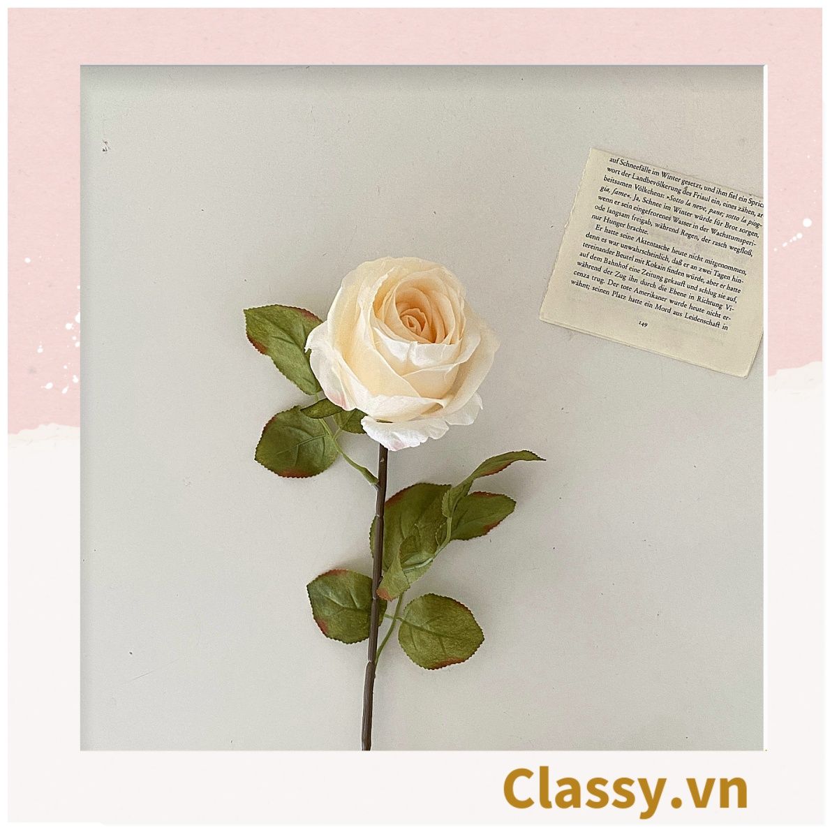  Classy Hoa Giả - Hoa Hồng Pháp bằng Lụa cao cấp hoa lớn 10Cm,  trang trí nhà cửa, nội thất,cửa tiệm làm đạo cụ chụp hình, trang trí nhà cửa PK1757 