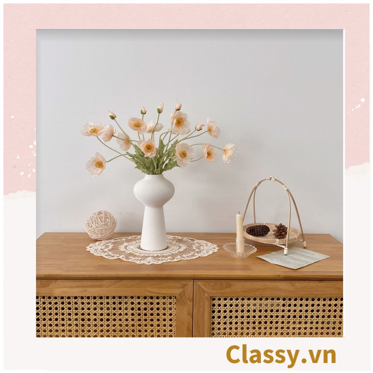 Classy Hoa Giả - Hoa anh túc bằng Lụa cao cấp hoa lớn 60cm, trang trí nhà cửa, nội thất,cửa tiệm làm đạo cụ chụp hình, trang trí nhà cửa PK1758