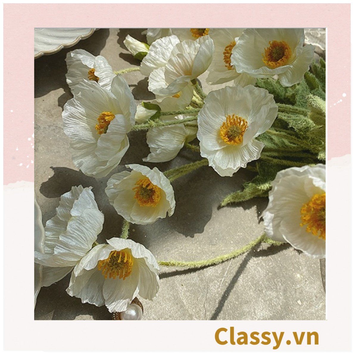 Classy Hoa Giả - Hoa anh túc bằng Lụa cao cấp hoa lớn 60cm, trang trí nhà cửa, nội thất,cửa tiệm làm đạo cụ chụp hình, trang trí nhà cửa PK1758