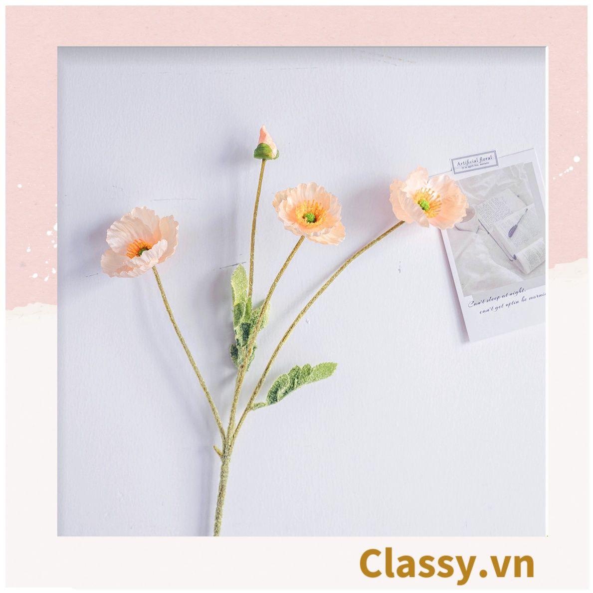 Classy Hoa Giả - Hoa anh túc bằng Lụa cao cấp hoa lớn 60cm, trang trí nhà cửa, nội thất,cửa tiệm làm đạo cụ chụp hình, trang trí nhà cửa PK1758