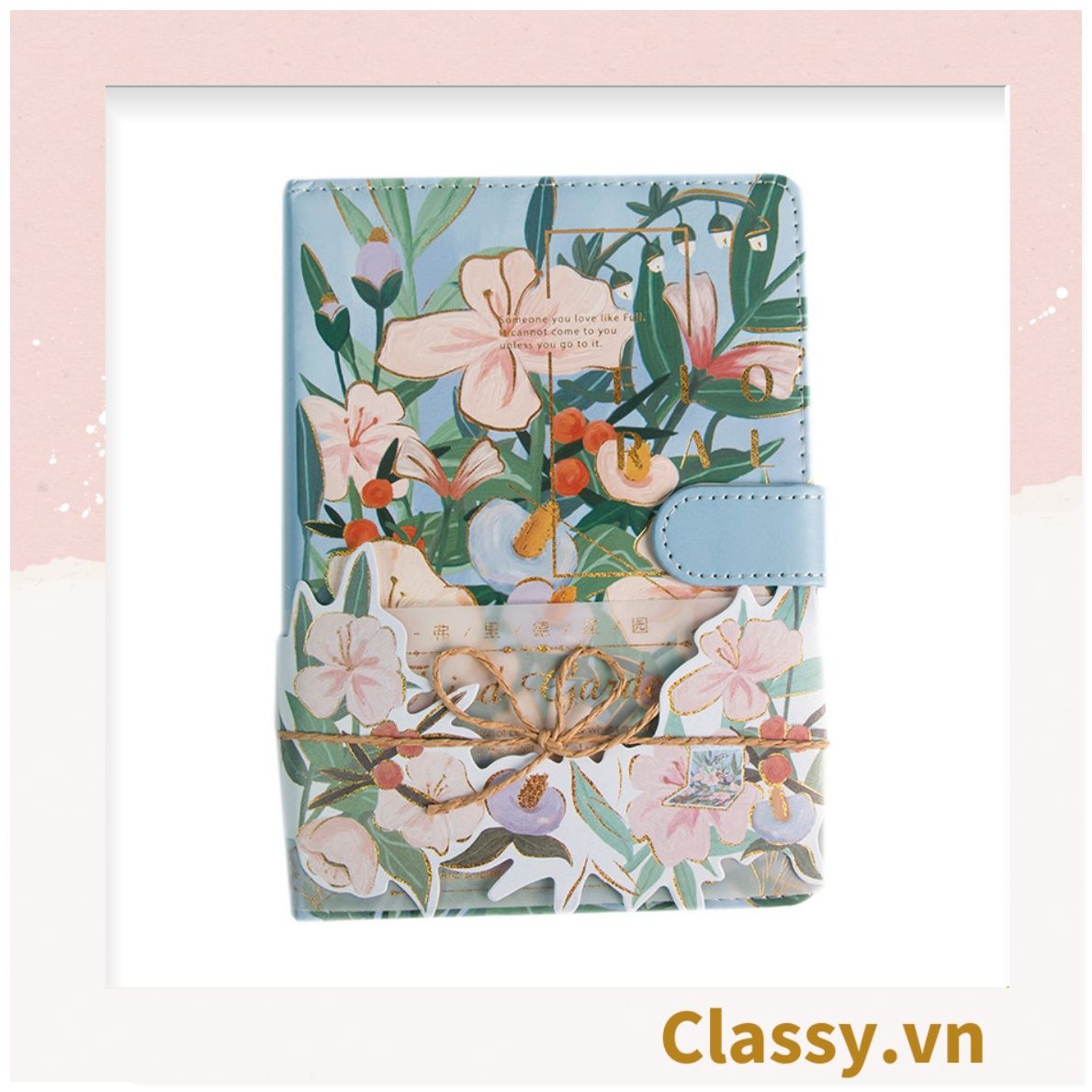  Sổ Bìa Cứng khóa từ sáng tạo Bằng Da In Hoạ Tiết Hoa Lá Dễ Thương Làm Nhật Ký, Quà Tặng PK1761 - Classy Floral Collection 