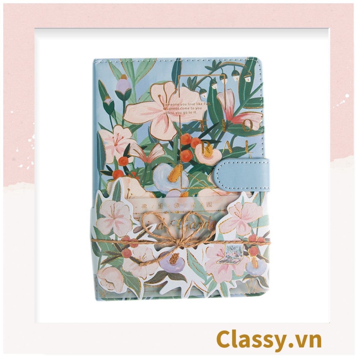 Sổ Bìa Cứng khóa từ sáng tạo Bằng Da In Hoạ Tiết Hoa Lá Dễ Thương Làm Nhật Ký, Quà Tặng PK1761 - Classy Floral Collection