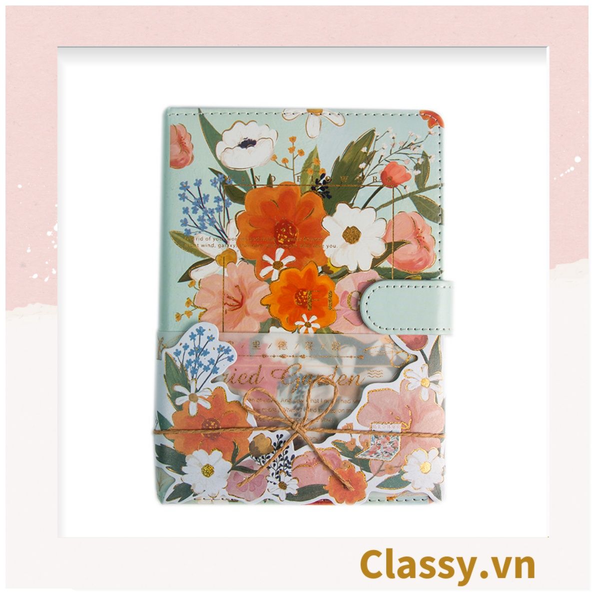 Sổ Bìa Cứng khóa từ sáng tạo Bằng Da In Hoạ Tiết Hoa Lá Dễ Thương Làm Nhật Ký, Quà Tặng PK1761 - Classy Floral Collection
