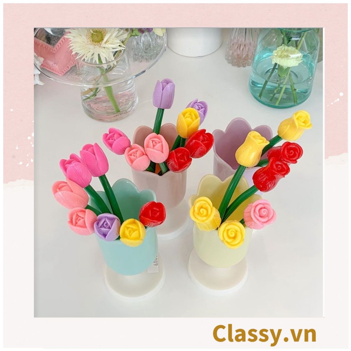 Bút bi, bút gel mực đen mô phỏng hoa tulip PK1768