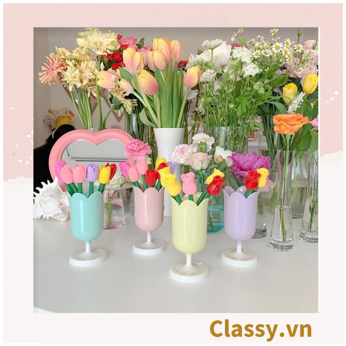 Bút bi, bút gel mực đen mô phỏng hoa tulip PK1768