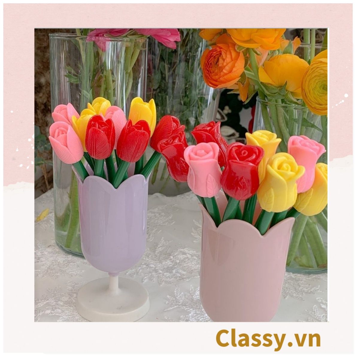  Classy Bút bi, bút gel mực đen mô phỏng hoa tulip PK1768 