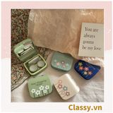  Classy Hộp đựng kính áp tròng vintage Kèm Gương Và Nhíp họa tiết hoa nhẹ nhàng, thanh lịch PK1770 