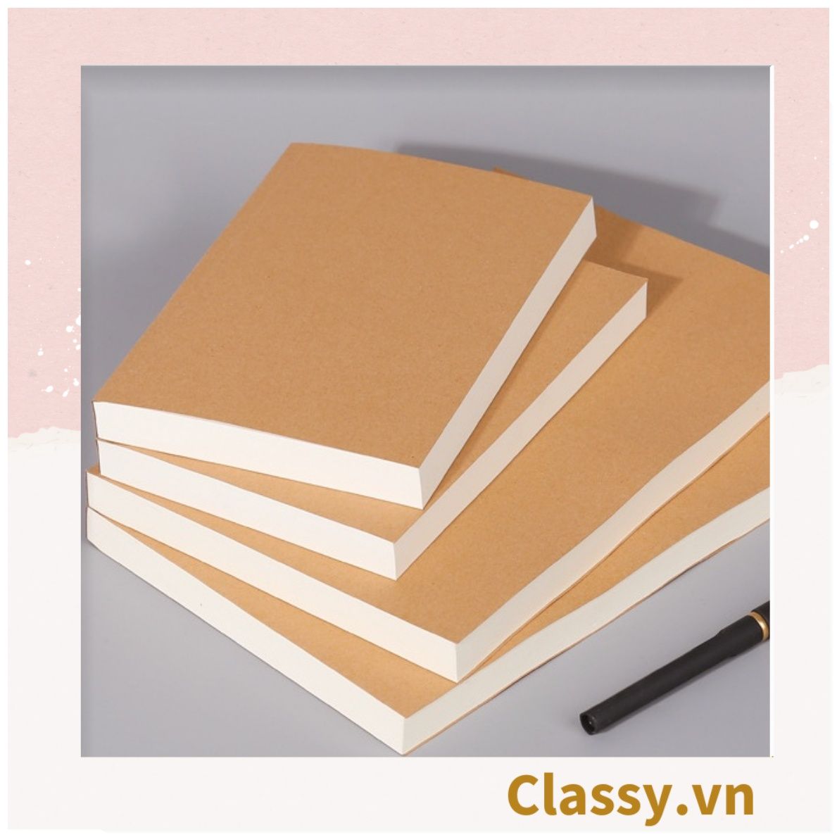 Sổ tay ghi chú giấy bìa trơn bằng giấy kraft, giấy trống không kẻ, dùng để vẽ phác thảo. làm bút ký hoặc viết ghi chú, lên kế hoạch PK1773