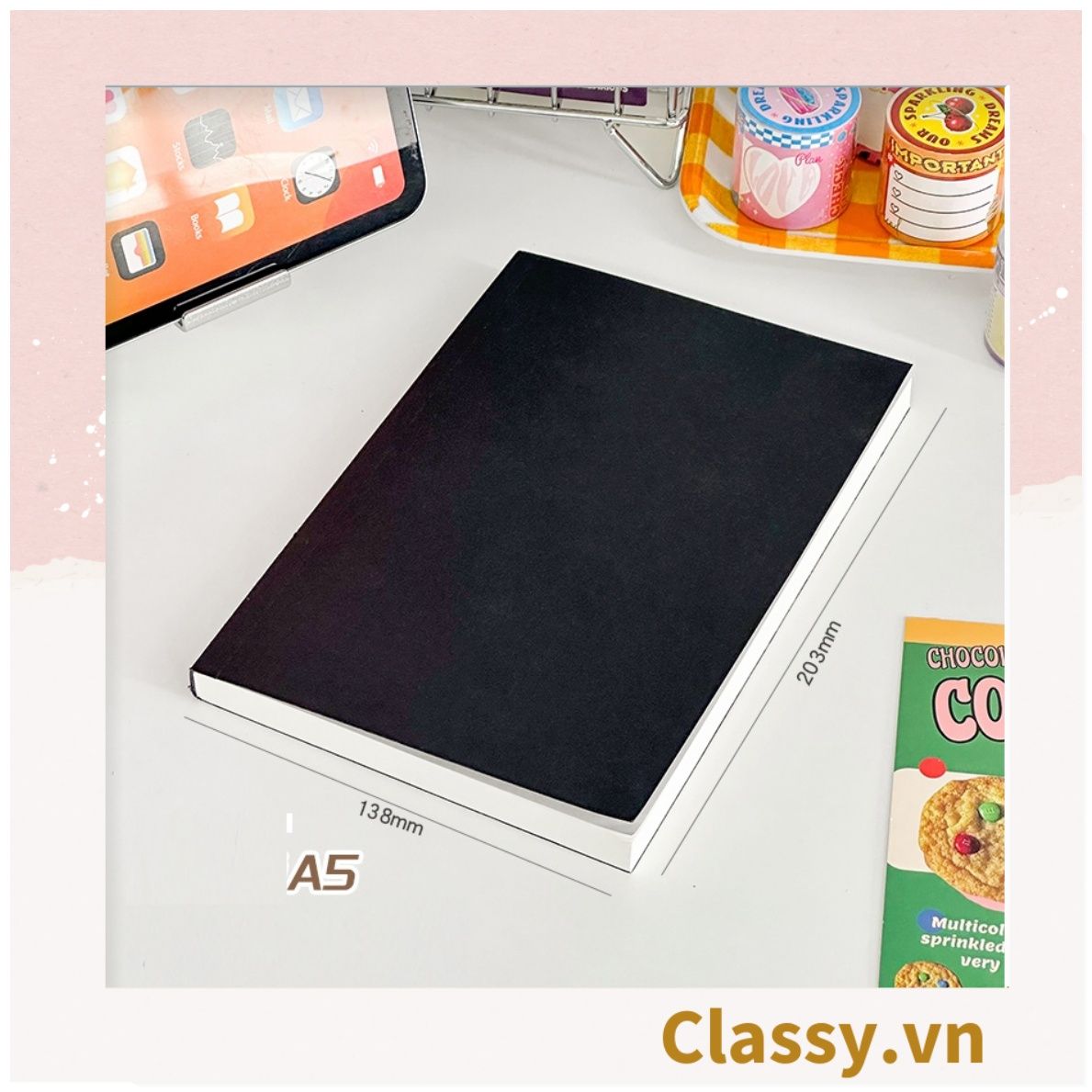 Sổ tay ghi chú giấy bìa trơn bằng giấy kraft, giấy trống không kẻ, dùng để vẽ phác thảo. làm bút ký hoặc viết ghi chú, lên kế hoạch PK1773