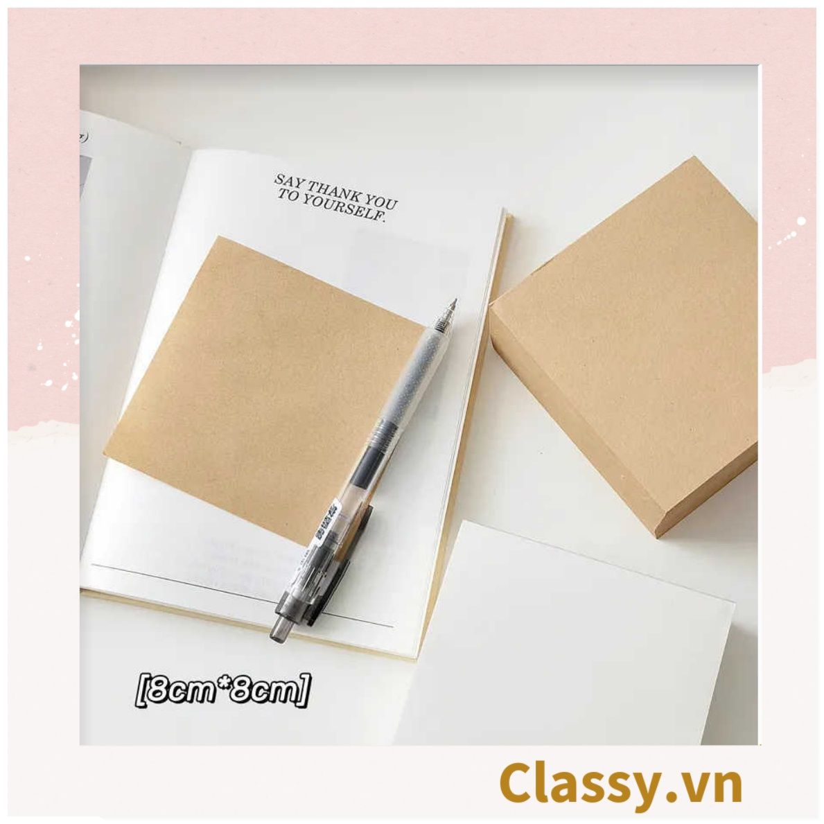 400 tờ Giấy ghi chú trơn cơ bản màu trắng hoặc nâu, kích thước 8 X 8 CM, có thể xé ra, dùng để làm giấy ghi chú PK1774
