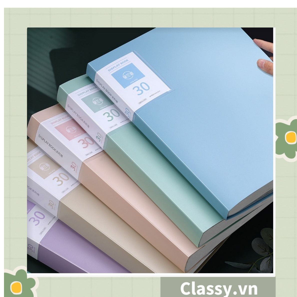 File lá A4 đựng tài liệu nhiều ngăn, Tệp đựng tài liệu 30 lá chất liệu PP cao cấp - bìa đựng giấy A4 Classy Basic PK1787