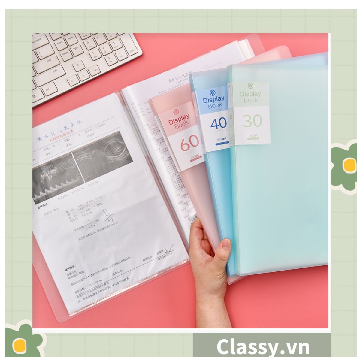 File lá A4 đựng tài liệu nhiều ngăn, Tệp đựng tài liệu 30 lá chất liệu PP cao cấp - bìa đựng giấy A4 Classy Basic PK1787