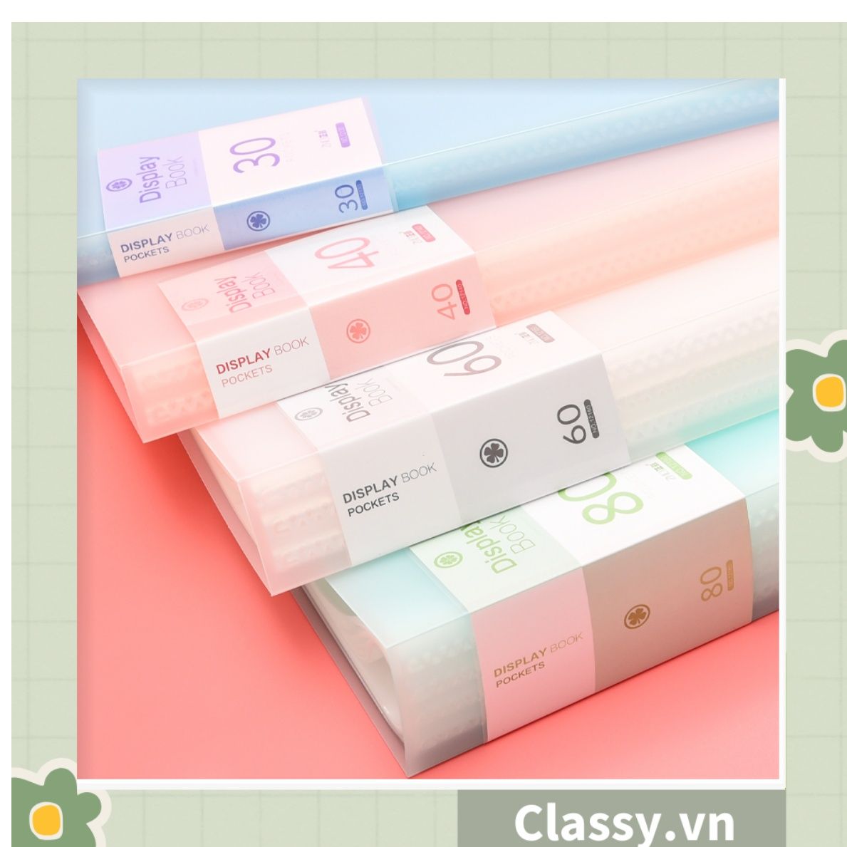 File lá A4 đựng tài liệu nhiều ngăn, Tệp đựng tài liệu 30 lá chất liệu PP cao cấp - bìa đựng giấy A4 Classy Basic PK1787