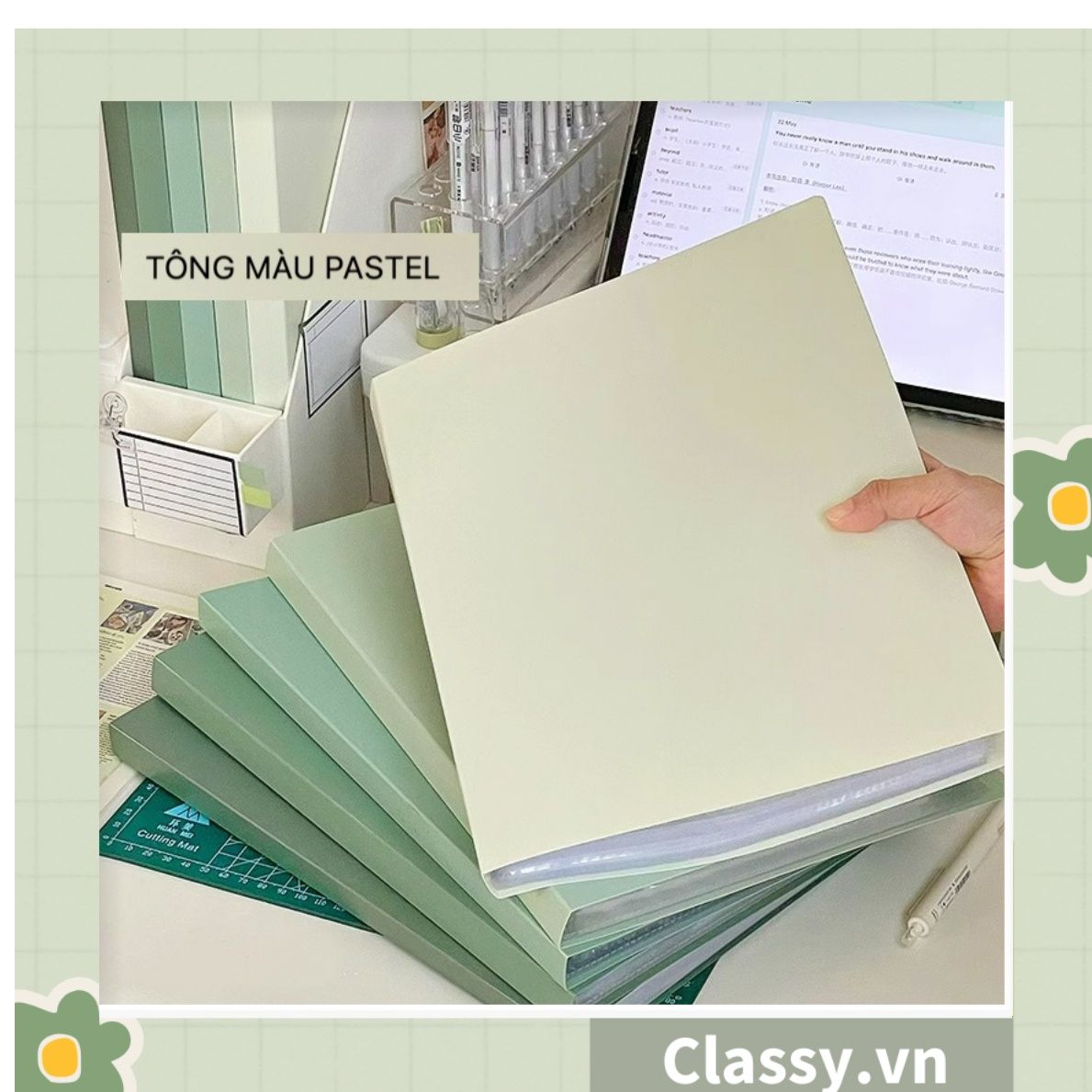 File lá A4 đựng tài liệu nhiều ngăn, Tệp đựng tài liệu 30 lá chất liệu PP cao cấp - bìa đựng giấy A4 Classy Basic PK1787