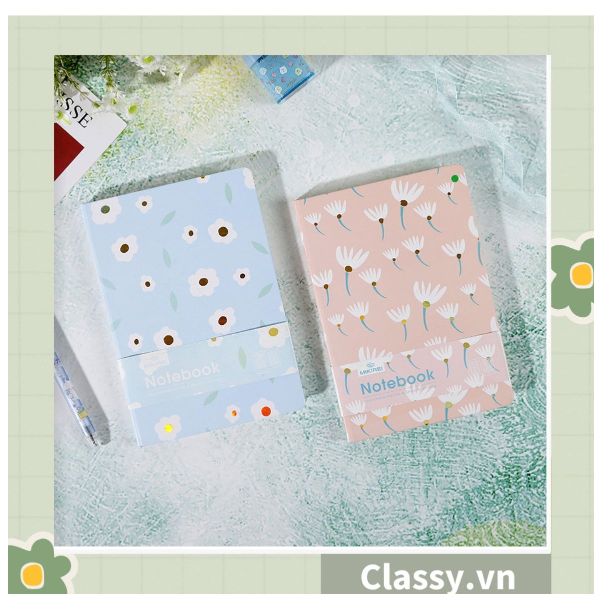 Sổ tay bìa cứng họa tiết hoa vintage kích thước A5 hoặc A6, 192 trang PK1789 Classy Floral