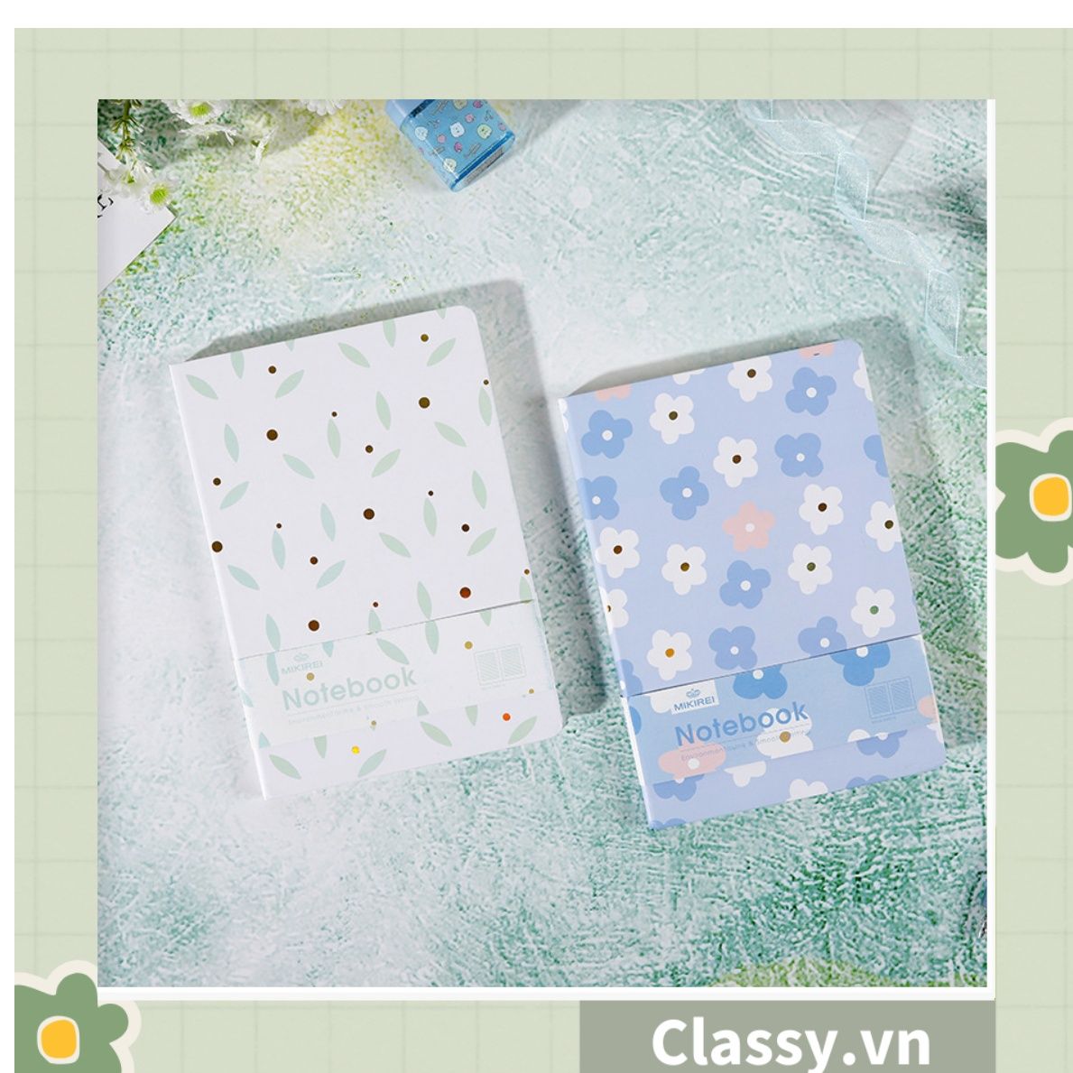 Sổ tay bìa cứng họa tiết hoa vintage kích thước A5 hoặc A6, 192 trang PK1789 Classy Floral
