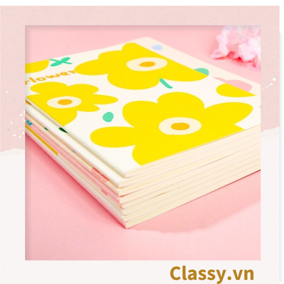 Sổ tay bìa mềm đóng gáy họa tiết hoa vintage kích thước A5 hoặc B5, 64 trang PK1790 Classy Floral