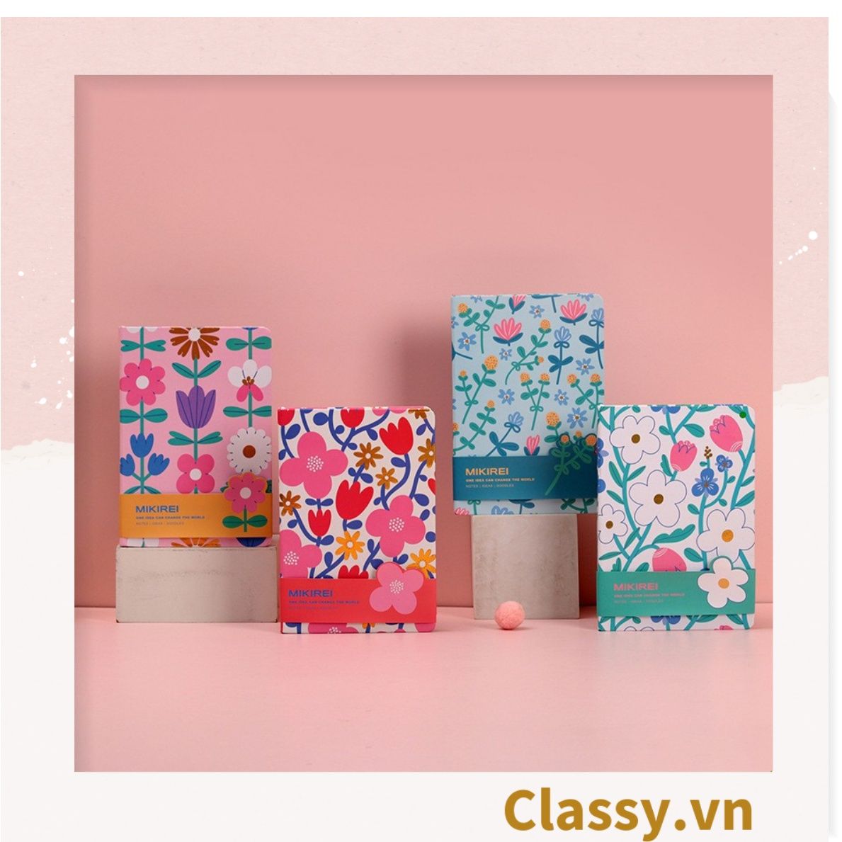Sổ tay bìa cứng họa tiết hoa vintage kích thước A5 hoặc A7, 192 trang PK1791 Classy Floral PK1791 Classy Floral